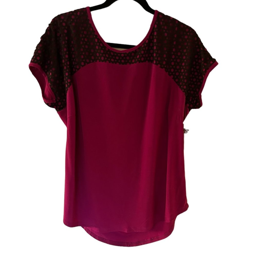 Per Seption Concept-Black lace, Burgundy blouse. Size XL  432
